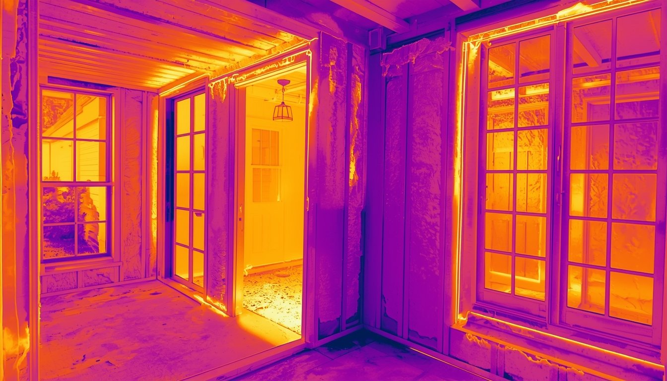 uneven wall temperature captured by thermal camera