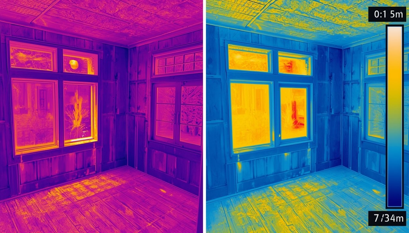 thermal scan comparing temperatures between rooms