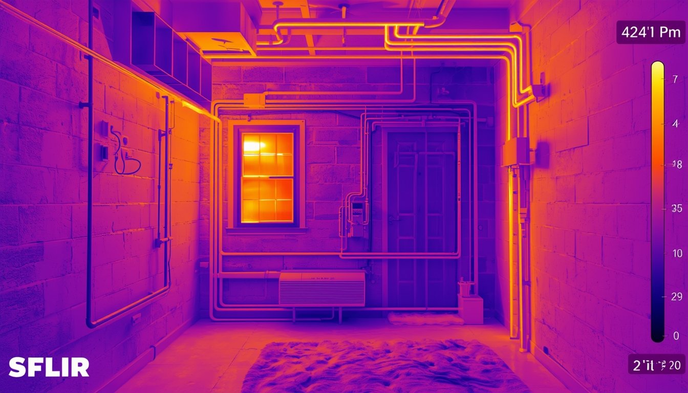 thermal scan showing temperature differences in pipes