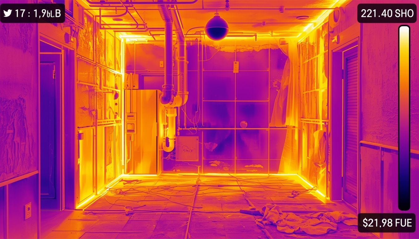 How to Scan a House With a Thermal Camera 2 person scanning interior room using thermal camera