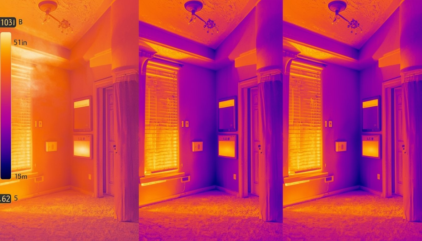 thermal camera and moisture meter side by side