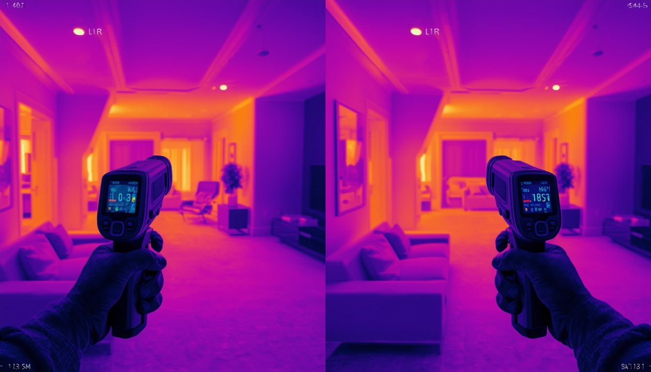 thermal camera scanning interior wall surface