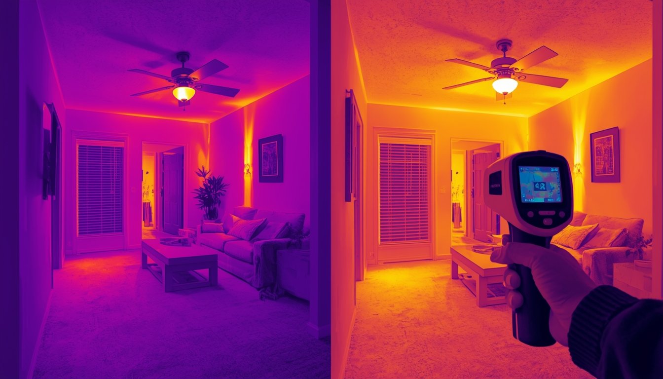 thermal scan showing damp wall area indicating mold risk