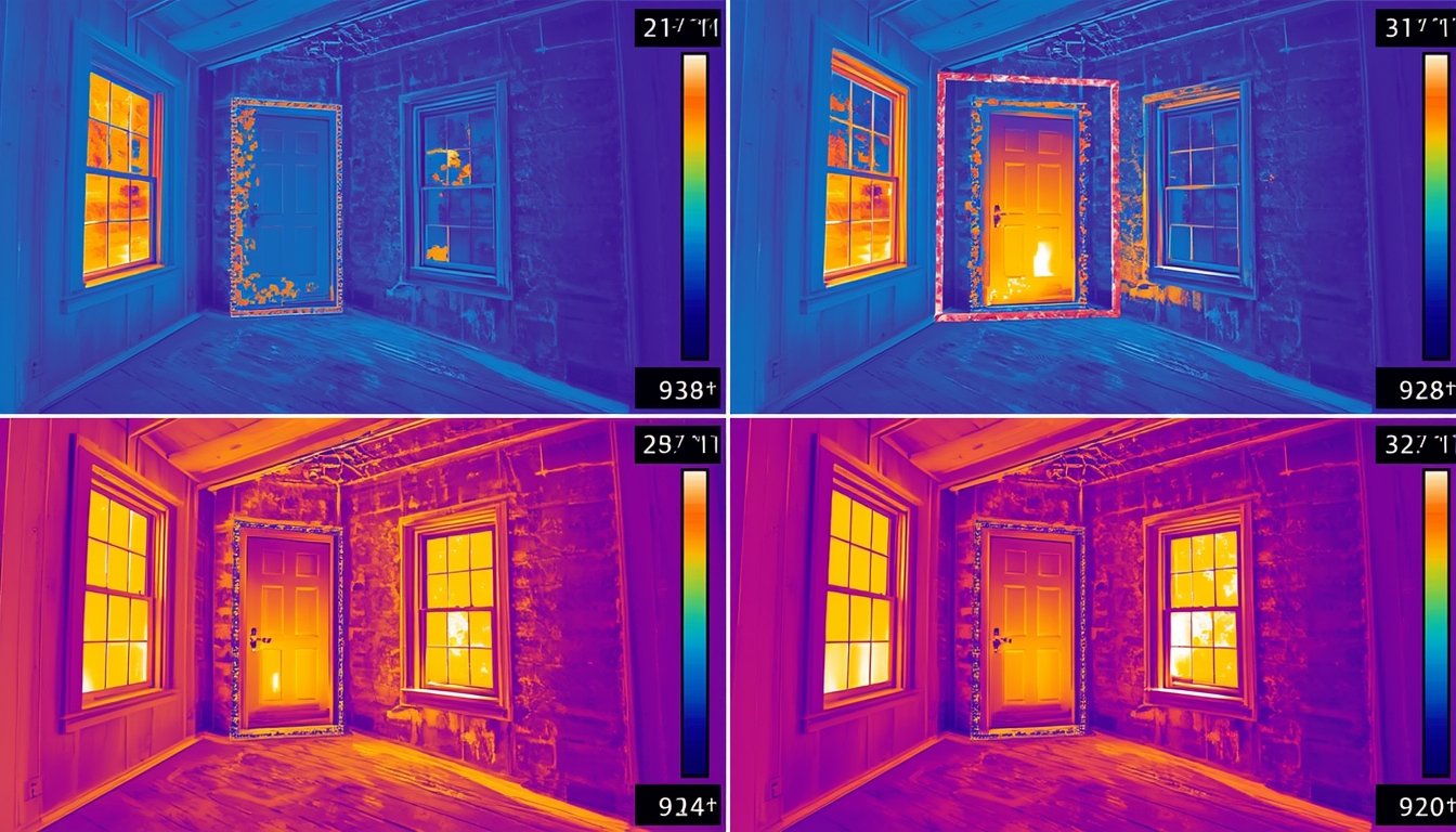 thermal scan revealing missing insulation in wall cavity