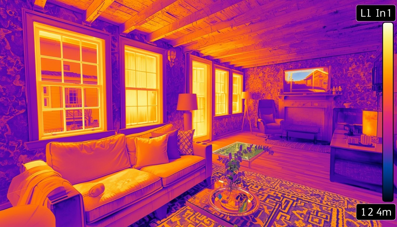 thermal image showing cold spots on interior wall