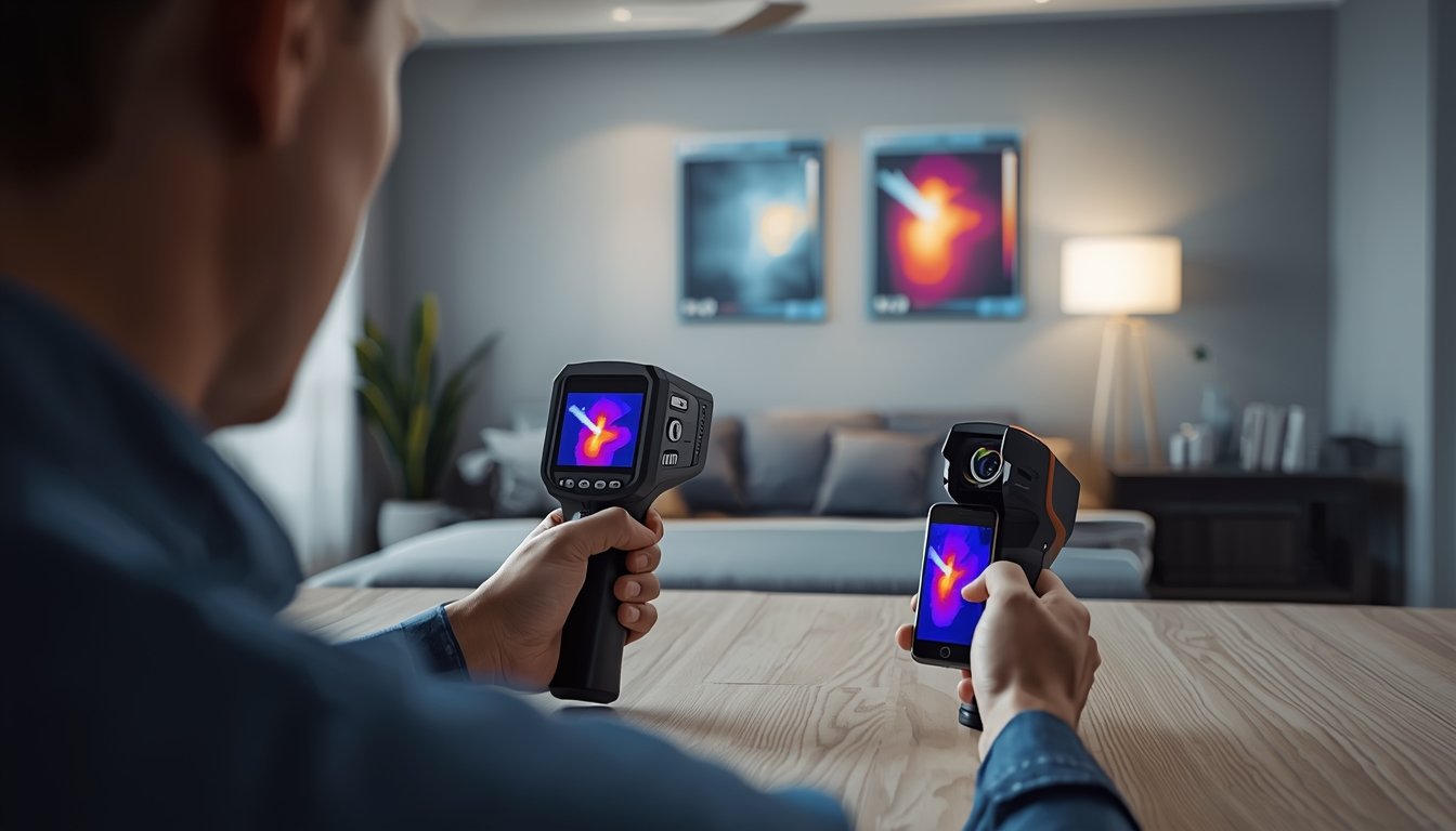 Comparison of handheld and smartphone thermal cameras being used for home inspection